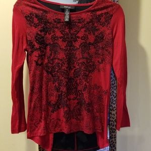 COPY - Style💥 & Co. Petite. Red/Black hi /lo Top. B010